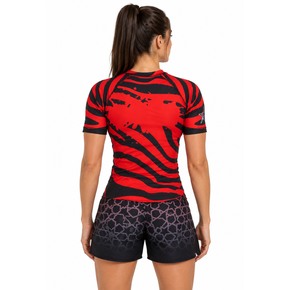 RASHGUARD STAR FEMME ROUGE ZEBRE