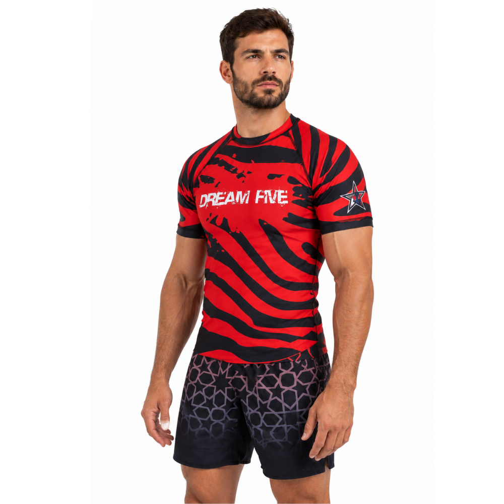 RASHGUARD STAR HOMME ROUGE ZEBRE