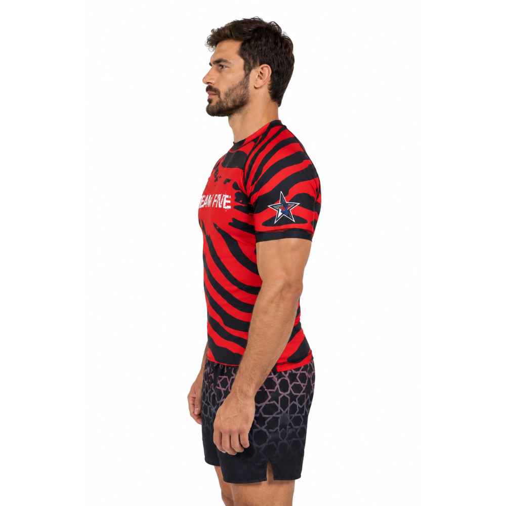 RASHGUARD STAR HOMME ROUGE ZEBRE