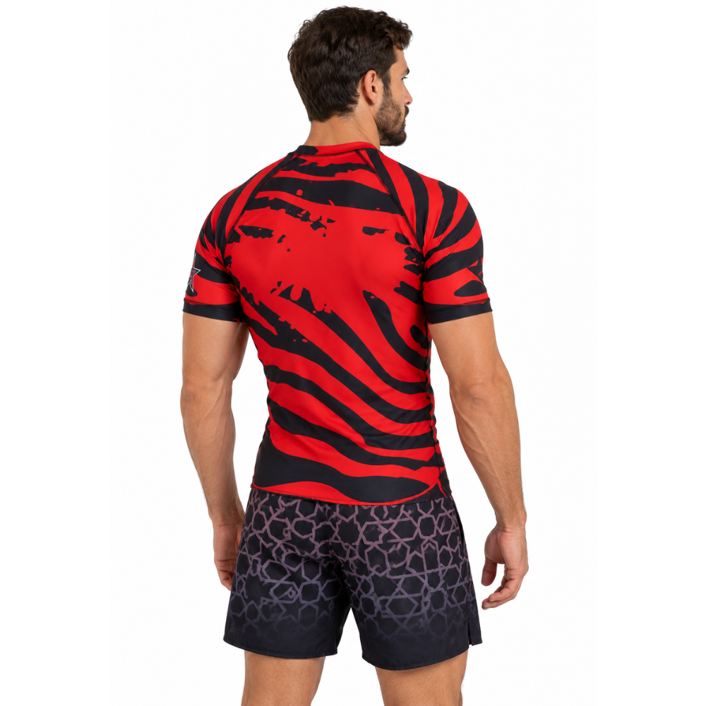 RASHGUARD STAR HOMME ROUGE ZEBRE