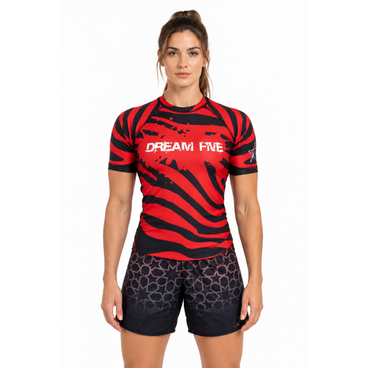RASHGUARD STAR FEMME ROUGE ZEBRE